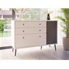 Forte Cassettiera HARLLSON 120 130, Montaggio Facile EasyKlix, Bianco con Grigio Tungsteno, Credenza, 2 Cassetti 2 Ante, Stile Scandinavo, Retro, 125x86x41 cm