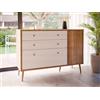 Forte Cassettiera HARLLSON 120 130, Montaggio Facile EasyKlix, Decoro Legno: Rovere Mauvella con Bianco, Credenza, 2 Cassetti 2 Ante, Stile Moderno Mid-Century, 125x86x41 cm