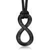 Bandmax Collana Uomo Runa Vichinga in Acciaio Inossidabile/Nero, Ciondolo runico Mobius Infinito con Catena in Pelle Intrecciata Nera Amuleto Gioielli Vichinghi per Donna e Uomo