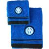 Inter, Set 2 Asciugamani Bagno In Spugna Di Cotone con Logo, Asciugamano Viso + Asciugamano Bidet, 100% Cotone, 60x100 - 40x60, Nero Azzurro, Prodotto Ufficiale