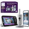 Philips Avent Premium Connected Baby Monitor, il monitor più avanzato di sempre di Avent, controllo di sonno e respirazione con IA, HD, app, SCD973/26