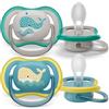 Philips Avent ultra air, ciucci leggeri e traspiranti per bambini dai 18 mesi in su, senza BPA, con pulsante fluorescente, confezione da 2 (modello SCF349/24)