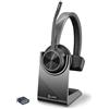 Poly Voyager 4310 UC, Cuffia Monoaurale Senza Filo, Connessione Bluetooth e Dongle USB-C BT700, Cuscinetto in Similpelle, Autonomia 24 Ore, Base per Ricarica, Compatibile con Windows 10 e macOS, Nero