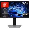 TCL 25G64 Monitor LED mini QD da 25 pollici, risoluzione Full HD, 300 Hz, pannello IPS veloce, HDR 600 nit, tempo di risposta GTG di 1 ms, AMD Freesync Premium, compatibile con G-Sync
