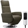 CAVADORE Poltrona per TV Cobra con 2 motori elettrici, con telecomando, funzione relax, ergonomia M, portata fino a 130 kg, 71 x 110 x 82, effetto pelle, colore: verde oliva