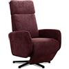CAVADORE - Poltrona TV Cobra con funzione reclinabile, funzione relax, regolazione manuale continua, base a stella, portata fino a 130 kg, 71 x 110 x 82 cm, colore rosso, similpelle