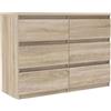 FORTE Chelsea Cassettiera 110 moderna con 6 cassetti, credenza per soggiorno, in legno di quercia Sonoma, 110 cm di larghezza x 79,9 cm di altezza x 42,2 cm di profondità