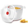 Snips - Cuoci Pasta e Patate per Microonde 4L, Contenitori per Alimenti con Coperchio Scolapasta Integrato e Manici - Contenitore per Micronde Scomponibile Lavabile, Bianco, 26,5x22x16,5 Made in Italy