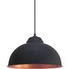 Eglo Lampada a sospensione Truro 2, lampada da parete in design industrial vintage, retrò e industrial, acciaio nero, rame, E27