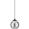 Eglo lampada a sospensione Ariscani, luce a sospensione da sala da pranzo, metallo in nero e vetro fumo in nero-trasparente, illuminazione da tavolo a sospensione, attacco E27, Ø 20 cm
