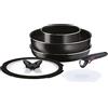 Lagostina Ingenio Essential Plus Set di Pentole e Padelle Antiaderenti in Alluminio per Gas e Forno, 6 Pezzi, Casseruola Fonda 16cm, Padella 26cm, Wok 26cm, 2 Coperchi e Manico Removibile