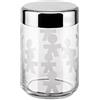 Alessi AKK37 Girotondo Barattolo Ermetico in Vetro Serigrafato con Coperchio in Acciaio Lucido