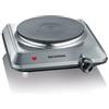 SEVERIN KP 1092 Piastra elettrica compatta da 1500W, Fornello con diametro da 18 cm e controllo della temperatura, Fornello campeggio perfetto per vacanze e camper, Argento opaco