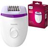 Philips BRE225/00 Satinelle Essential Epilatore Elettrico Compatto, Bianco/Viola