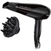 Remington Asciugacapelli 2200W - Leggero e Potente - Funzione Ionica per risultati ottimi, 3 livelli di riscaldamento, 2 livelli di ventola separati + livello di raffreddamento, Diffusore - D3198