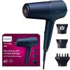 Philips Asciugacapelli Serie 5000, tecnologia ThermoShield, agli ioni, 2300°W, blu metallizzato, con beccuccio per styling da 9°mm e 11°mm, diffusore, BHD510/20