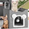 BAKAJI Cuccia per Gatti Grigio con Ingresso ad Arco, Casetta 40 x 40 x 38 cm, Tiragraffi per Animali Domestici in Poliestere Caldo e Imbottito, Cuccetta Graffiatoio, 2 Ripiani con Base Antiscivolo