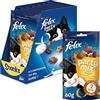 FELIX Party Mix Snack per Gatti Adulti Fiocchi con Pollo, Fegato e Tacchino 8 Confezioni da 60g