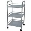 BAKAJI Carrello Portaoggetti in Metallo per Bagno Cucina Parrucchiere o Estetista 4 Ruote Girevoli, 3 Ripiani, Dimensioni 40 x 35 x 75cm, Carrellino Multifunzione 3 Livelli (Silver)