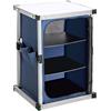 BAKAJI Tavolo Mobile Cucina da Campeggio Picnic Armadietto Pieghevole Telaio in Metallo e Tessuto 3 Ripiani Interni Credenza Camping Chiusura Con Cerniera Colore Blu Valigetta Trasporto Con Manici