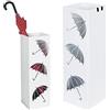 BAKAJI Portaombrelli Stand in Ferro Design Colore Bianco con Vaschetta Salvagoccia e Ganci per Ombrelli Dimensioni 49 x 15,5 cm