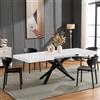 Shally Dogan Tavolo da Cucina e Sala da Pranzo Estensibile Richiudibile, Allungabile da 140-220 cm con 2 Pannelli da 40 cm, Apertura Semplice e Veloce, Design Moderno, Base Nera (Bianco Frassinato)