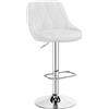 Yaheetech Sgabello Bar Alto Altezza Regolabile Cucina Design Moderno con Schienale Girevole Imbottito in Finta Pelle Poggiapiedi Metallo Bianco