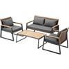 Shally Dogan Salotto Giardino per esterno, Set Patio Tavolo + 2 Sedie + 1 Divanetto, Mobili Resistenti Set completo, ideale x Giardino, Terrazzo, Saloni, Tavolino con Poltrone (Con Cuscini)