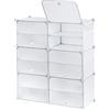 Baroni Home Scatole per Scarpe Impilabili Salvaspazio, Organizzatori Componibili, Pieghevoli in Plastica, Fino a Taglia 44, Bianco, 12 Scomparti, 85x32x96 cm