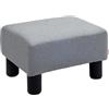 HOMCOM Pouf Poggiapiedi Imbottito in Tessuto di Lino e Plastica, Ottomana Rettangolare con Seduta Imbottita, per Soggiorno e Camera da Letto, 40x30x24 cm, Grigio