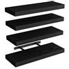 BAKAJI Set 4 Mensole da Parete in Legno Massiccio, Scaffali a Muro Multiuso con Staffe a Scomparsa in Metallo, Scaffalatura per Camera da Letto, Soggiorno, Cucina, Bagno, 40 x 14 x 3 cm (Nero)