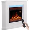 Bakaji Camino Elettrico Angolare con Cornice Legno Caminetto 2000W Completo di Mobile ad angolo, Silenzioso Design Moderno, Stufa a parete da Incasso con Led a 7 Colori (Zurigo)