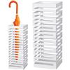 BAKAJI Portaombrelli in Metallo Forma Quadrata con Decorazione a Intarsi Stand per Ombrelli Design Moderno Dimensioni 52 x 19 cm (Bianco)