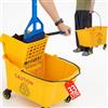 BAKAJI Carrello per Pulizie Professionale con Secchio Lavapavimenti per Mocio, Carrello Pulizie con Strizzatore e Pannello di Separazione, Maniglia e 4 Ruote Piroettanti di Plastica (33 Litri)