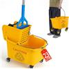 BAKAJI Carrello per Pulizie Professionale con Secchio Lavapavimenti per Mocio, Carrello Pulizie con Strizzatore e Pannello di Separazione, Maniglia e 4 Ruote Piroettanti di Plastica (23 Litri)
