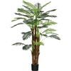 HOMCOM Pianta Artificiale da Interno da 160 cm in Vaso con 36 Foglie, Palma Finta Realistica in PE e Cemento per Interno, Decorazione per Casa Ufficio Giardino, Verde