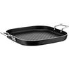Alessi Pots&Pans Bistecchiera al, Alluminio con Rivestimento Antiaderente, Inossidabile 18/10, Fondo in Acciaio Magnetico Adatto Anche alla Cottura a Induzione, Nero, Taglia Unica