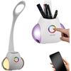 BAKAJI Lampada Cassa Altoparlante Speaker Bluetooth da Tavolo Luce LED Dimmerabile Accensione Touch con Luce d'atmosfera RGB con Cambio Colore e Portapenne Collo Regolabile