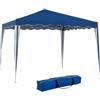 LOLAhome Gazebo Gazebo Pieghevole 3 x 3 m Blu | Migliori Tubi in Acciaio ad Alta Resistenza Pieghevoli, Antivento, Protezione UV, Borsa da Trasporto| per Spiaggia, Campeggio, Giardino, Esterno - LOLAhome