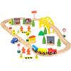 Baroni Toys Trenino Giocattolo in Legno per Bambini 60 Pezzi, Pista per Treno e Macchine con Percorso e 30 Accessori inclusi, Gioco di Ruolo per Bambini 3 + con Confezione Regalo, Percorso Ovale