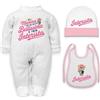 Corredino Neonato body neonato divertenti frase Inter Mamma mi ha fatto bellissimo e papà Interista (Set Tutina neonata interista rosa caldo cotone, 0-3 mesi)