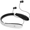 Septpenta Cuffie Bluetooth 5.0 con Archetto daCollo, Cancellazione Del Rumore CVC Microfono HD Subwoofer Stereo Auricolari Retrattili Pieghevoli, Chiare Chiamate Stabili per L'allenamento Sport(Bianco)