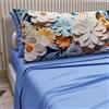 PETTI Artigiani Italiani - Lenzuola in Cotone con Federe in Stampa Digitale, Una Piazza e Mezza Francese, Completo Lenzuolo Sopra e Sotto con Angoli, Floreale 05 5 Azzurro, 100% Made in Italy