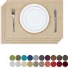 K KEVIN TEXTILE Kevin Textile - Set di 4 tovagliette in iuta e lino, resistenti al calore, lavabili, 33 x 48,3 cm, colore: beige crema