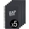 Clairefontaine Rhodia Clairefontaine 8362C Quaderno Spiralato Zap Book - 160 Fogli Carta per Schizzi 100% riciclata - A5 14,8x21 cm 80g - copertina Nera - Pacco da 5 Quaderni