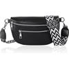 Qiblaou Borsa Donna Nero, Bianco Sporco Marsupio Donna Elegante Pelle Vegana Borsa a Tracolla Marsupio Grande, a Tracolla, da Viaggio da,marsupio tracolla