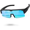 Meeloog Sovraocchiali polarizzati da donna e uomo UV400 per chi porta occhiali guida auto ruote DEMST0075, P1 Cornice nera/lenti a specchio verdi