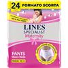 Lines Specialist Maternity, Mutandine Assorbenti Lines Maternity Post Parto, con Supporto Dell'Addome e Assorbenza Rapida per Perdite Post Parto, Taglia M, Confezione da 24 Unità
