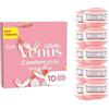 Gillette Venus Comfortglide Spa Breeze Ricariche Per Rasoio Da Donna Venus, Confezione Da 10, 3 Lame Incorporate, Per Una Rasatura Liscia E Profonda Che Dura