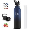 Grsta Borraccia Termica, 750ml Borraccia, Senza BPA, Borraccie con Cannuccia, Senza Perdite, Borraccie Acciaio Inox, Isolato Sottovuoto, Borracce Metallo per Escursionismo, Caffè, Viaggio, Yoga, Ufficio